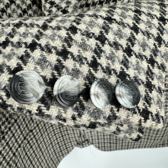 MICHAEL NOVARESE Vintage Beige Black Houndstooth 100% Wool Blazer Size 42R - Picture 4 of 12